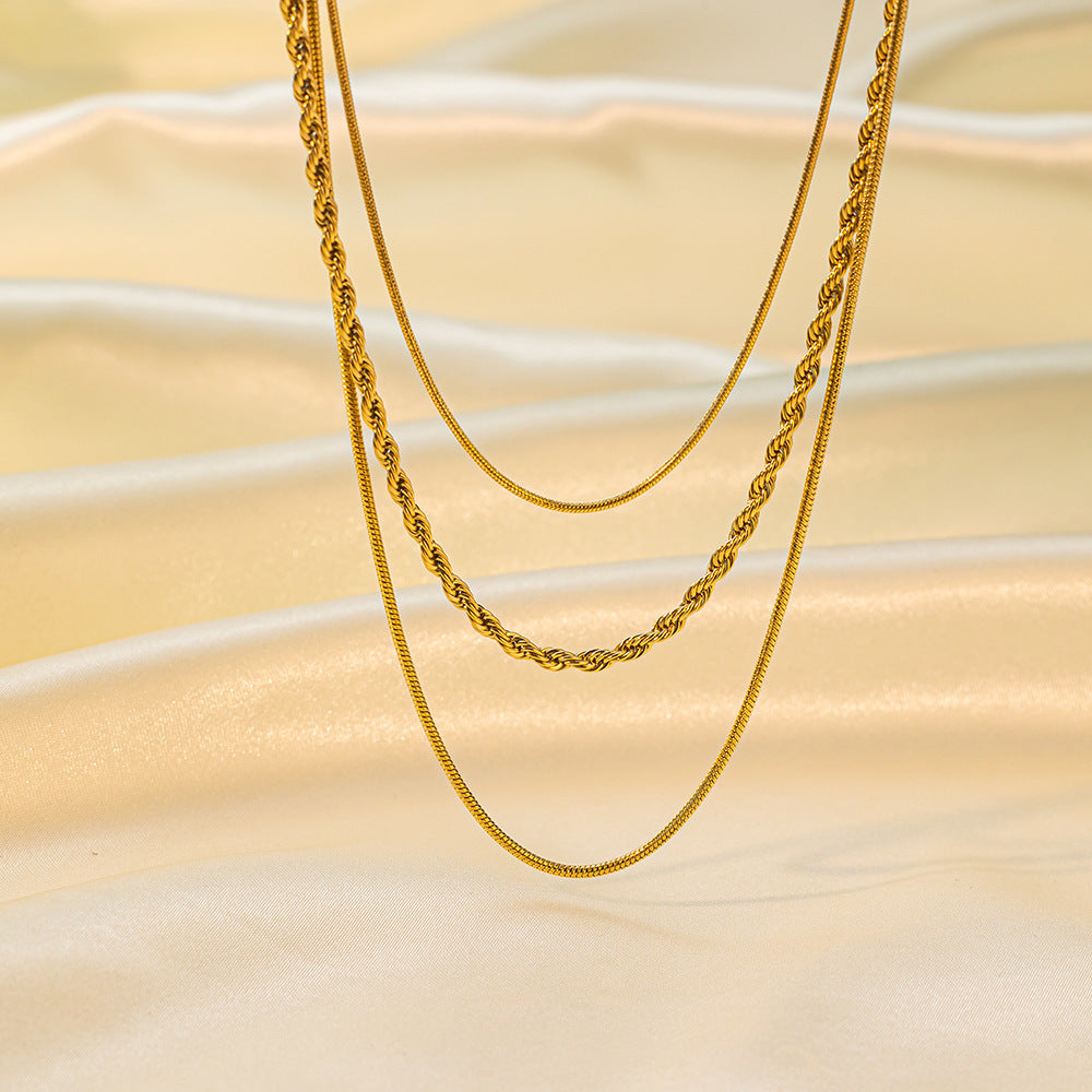 Women's Popular Twin Style Gold-plated Titanium Steel Necklaces