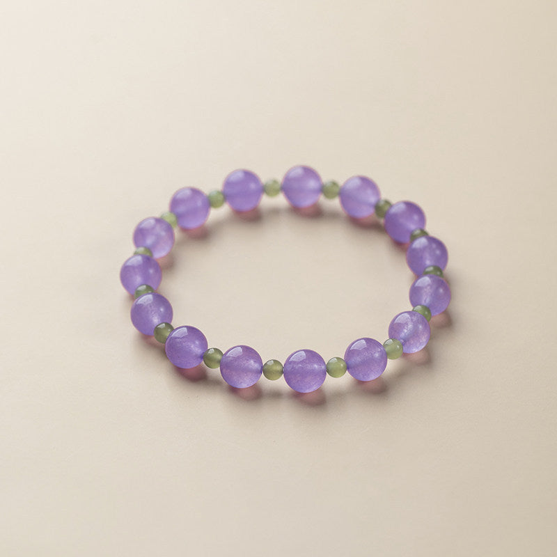 Women's Crystal For Attracting Male Pink Chinese Chalcedony Lucky Bracelet