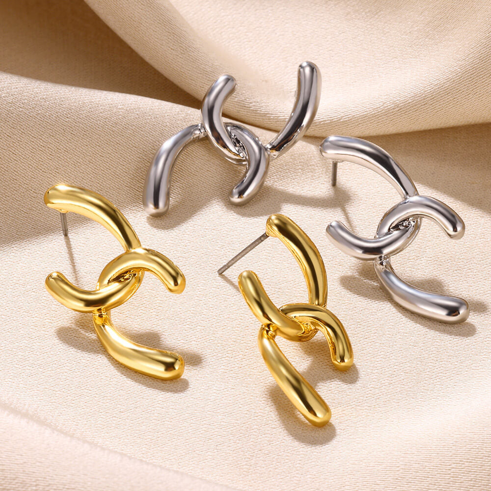 Irregular Cross Geometric Heart Shape Graceful Earrings