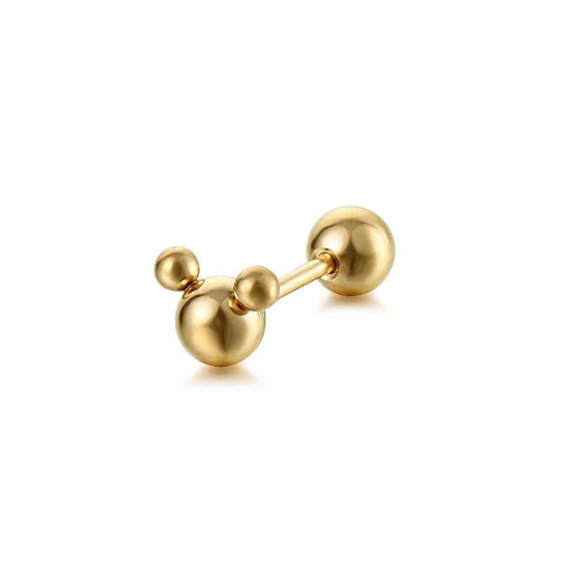 Mickey Female Ball Thread Ear Bone Electroplating Stud Earrings