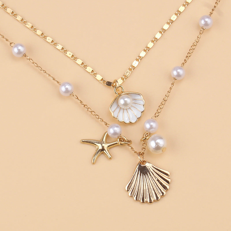 Style Metal Starfish Shell Suit Design Necklaces