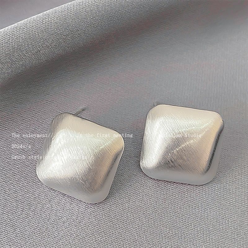 Metal Pleated Geometric Simple Minority Sier Series Earrings