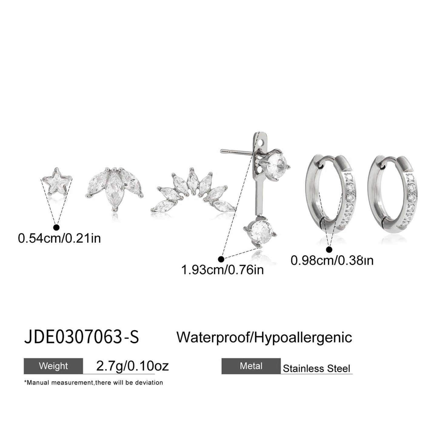 Stainless Steel Zircon Light Luxury High-grade Ear Titanium Rings