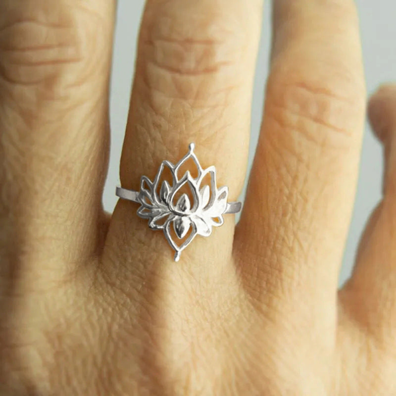 Lotus Flower Female Fashion Ancient Style Exquisite Rings