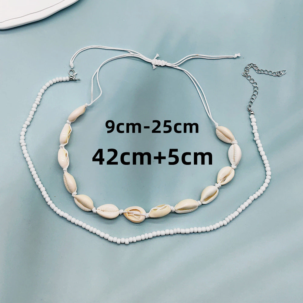 Style White Bead Handmade Beaded Clavicle Chain Necklaces