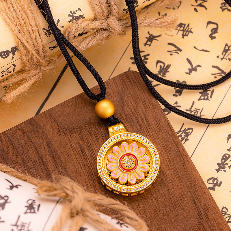 Color Rotatable Compass Ancient Silk Burning Blue Pendants