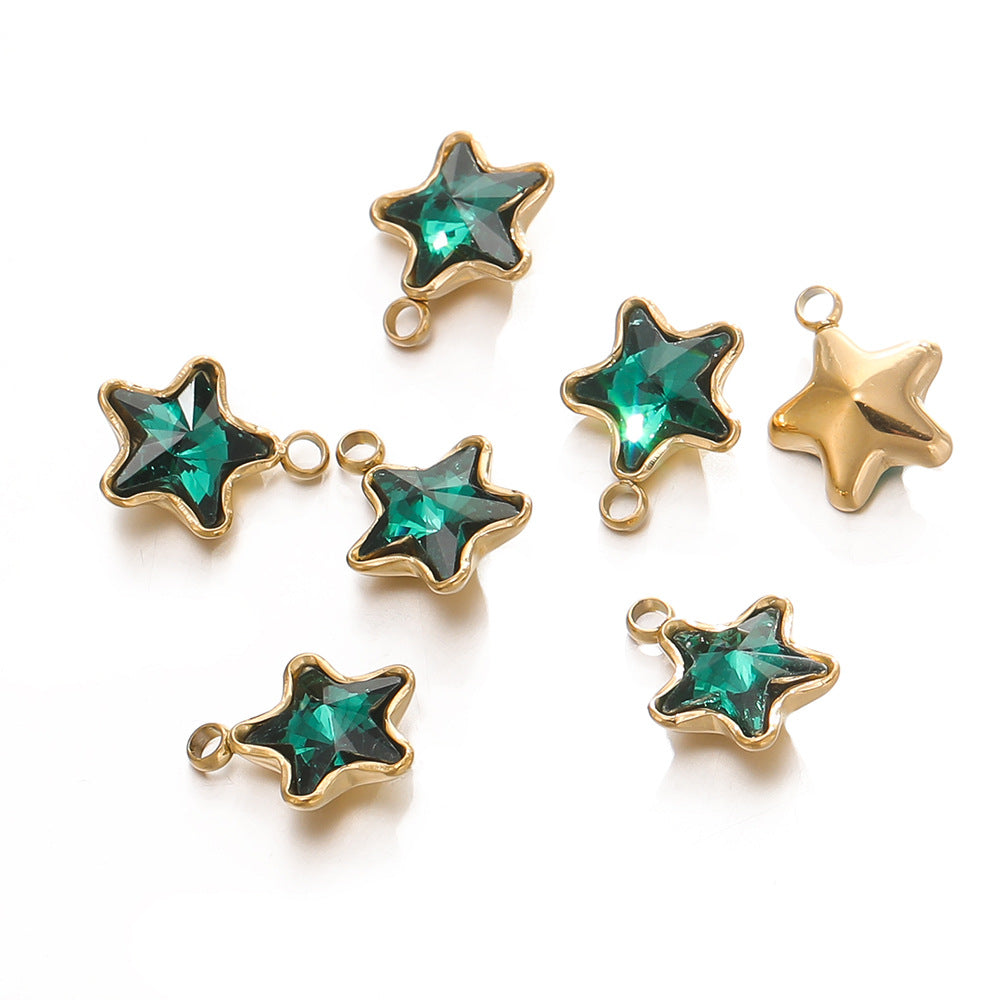 Color Five-pointed Star Retaining Diamond Handmade Pendants