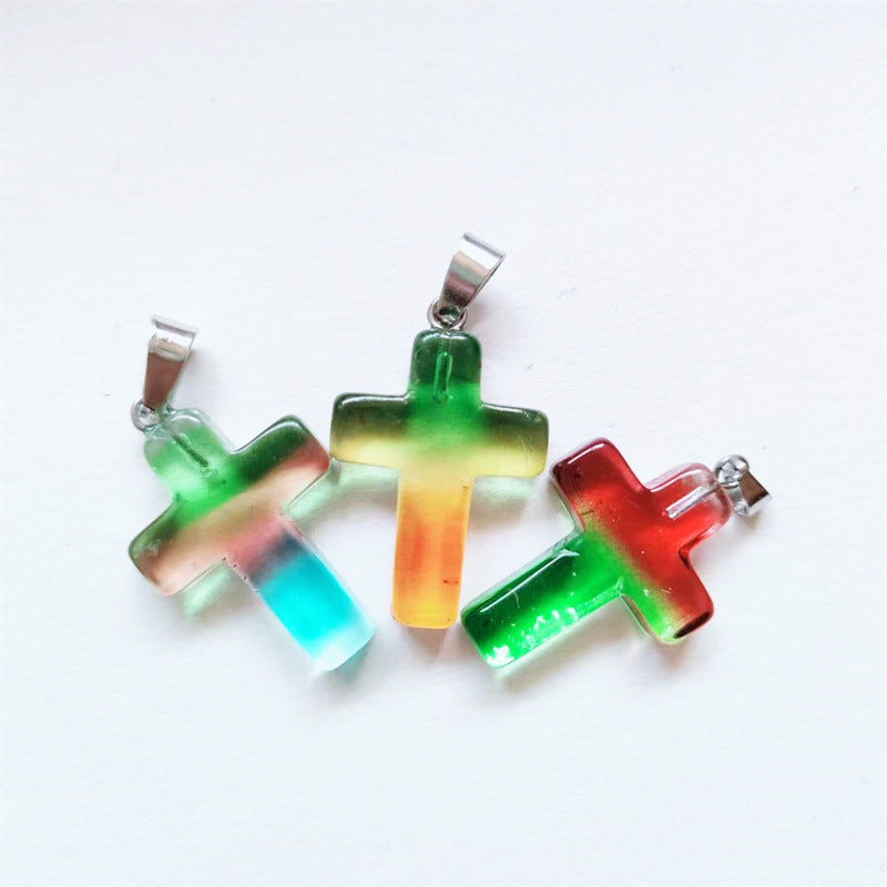 Natural Stone Amethyst Cross Fashion Popular Necklaces