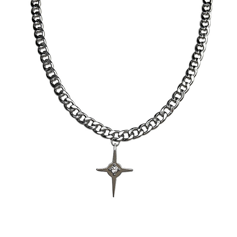 Fashion Titanium Steel Sweet Hot Cross Necklace