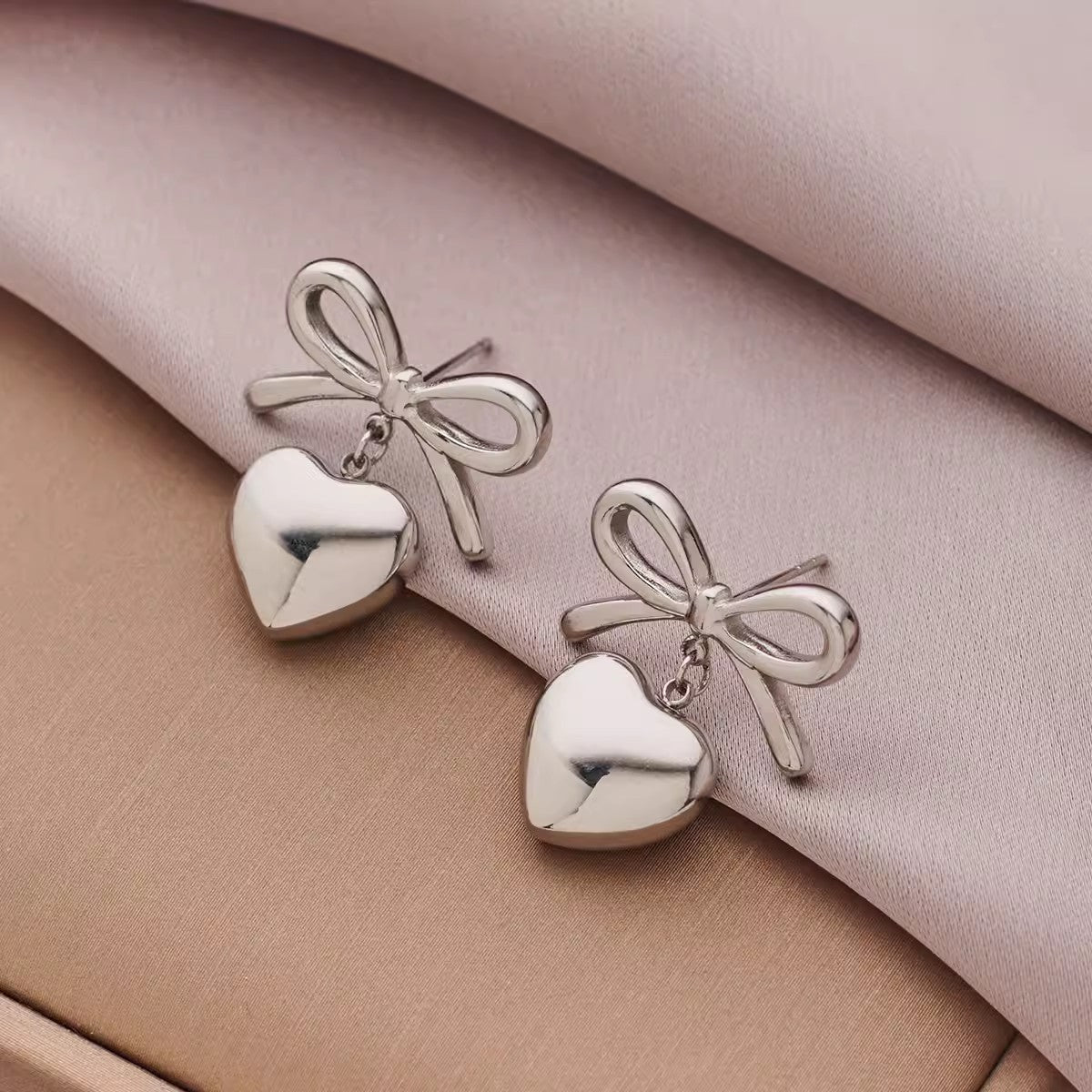Elegant Love Heart Bow Female Cute Rings