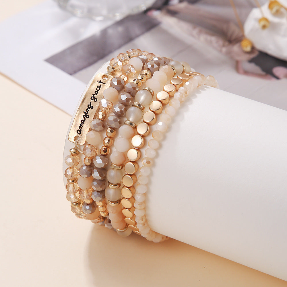 Crystal Beaded Combination Suit Fashion Colorful Bracelets