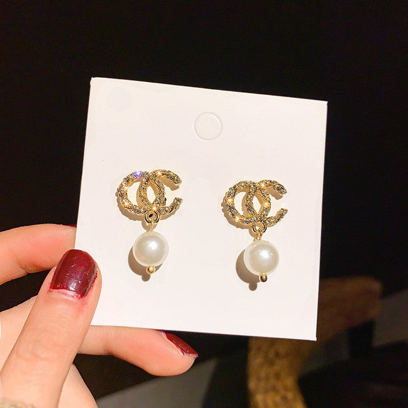 Needle High-grade Pearl Bow Flower Tulip Earrings