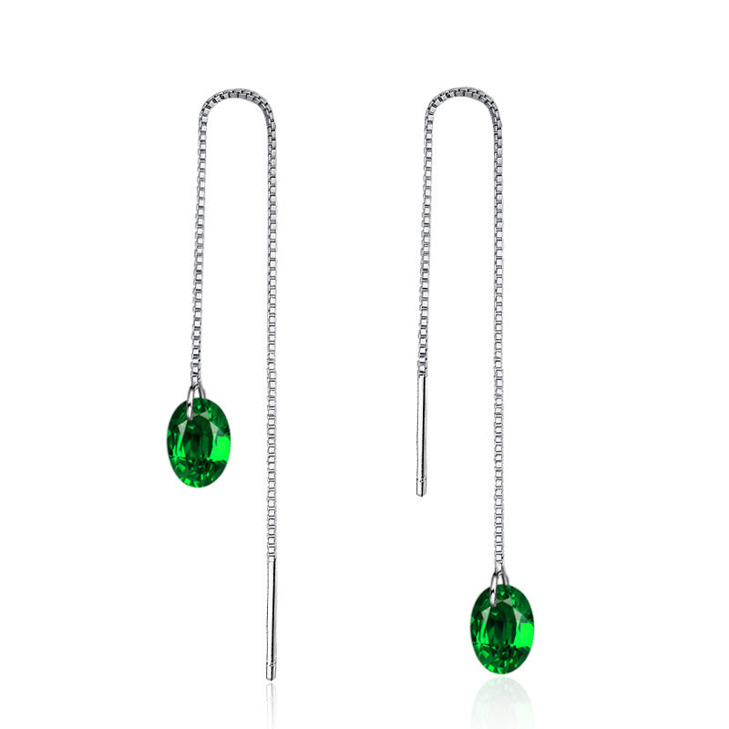 Women's Zircon Thread Korean Style Fashion Long Tassel Personality Single Diamond Ear Line