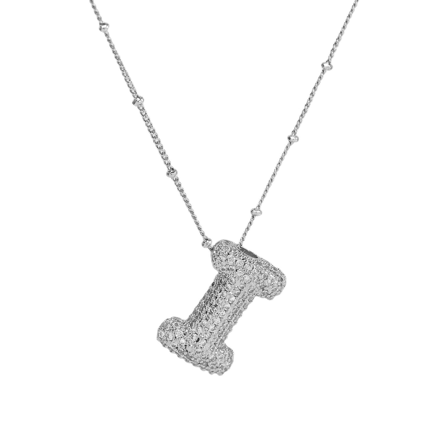 Women's Brass Zircon Bubble Balloon Letter Chubby Necklaces