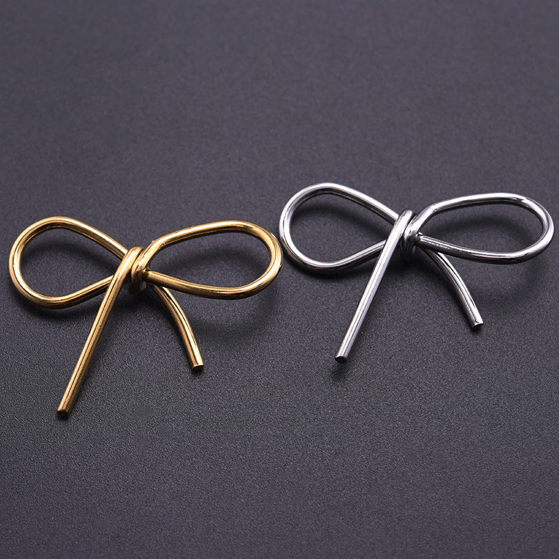 Steel Titanium No Fading Bow Gold Pendants