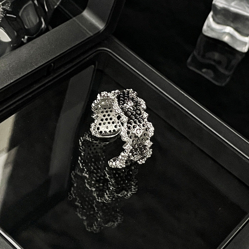 Lace Cut-out Ruffles Full Diamond Open Rings