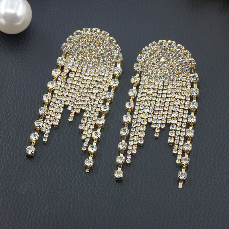 Women's Sier Light Luxury Long Tassel Exaggerated Earrings