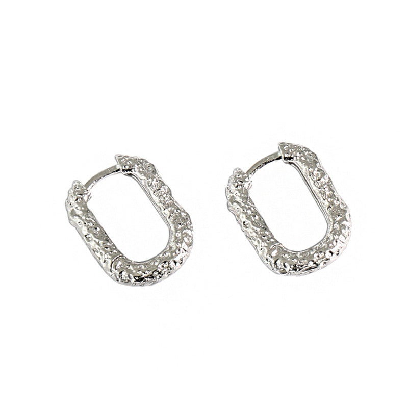 Korean Style Niche Oval Circle Texture Sterling Sier Female Rings