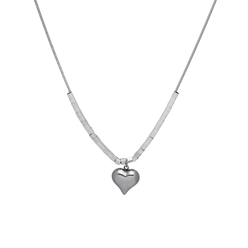 Fashion Peach Heart Geometric Chain Letter Female Necklace