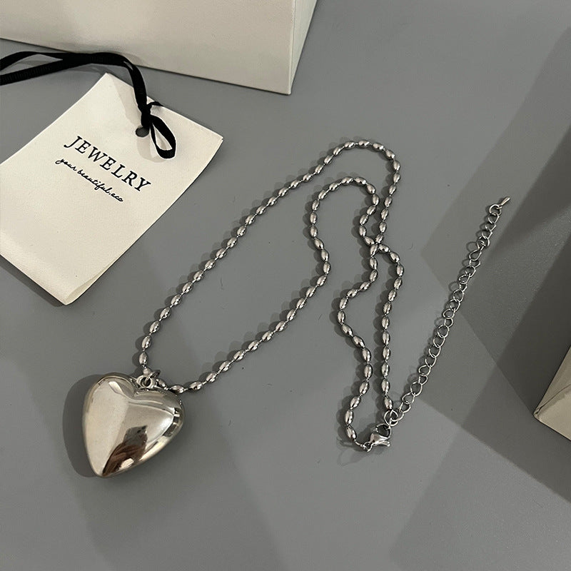 Women's Hollow Love Gray Boutique Pearl Sweater Necklaces