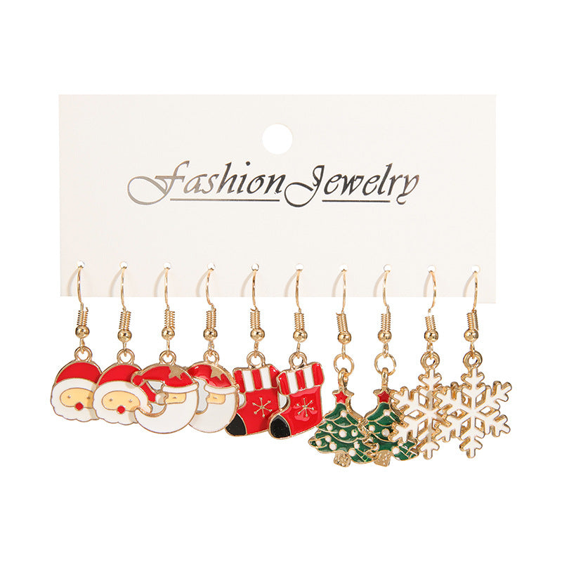 Pairs Suit Red Green Color Matching Earrings