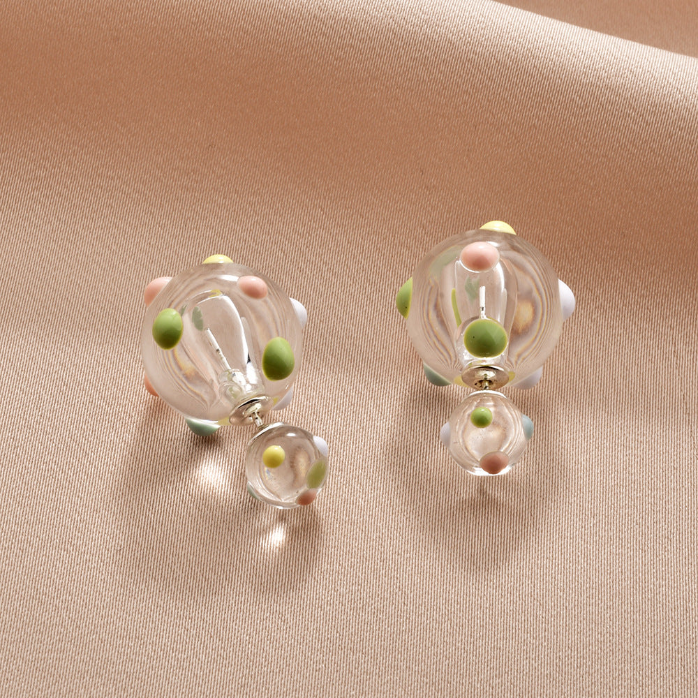 Polka Dot Transparent Resin Ball Dopamine Temperamental Minority Design Rings