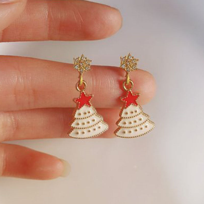 Pink Christmas Tree Pentagram Female Affordable Luxury Fashion Earrings