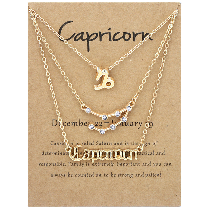 Constellations Suit Retro Alphabet Symbol Diamond Necklaces