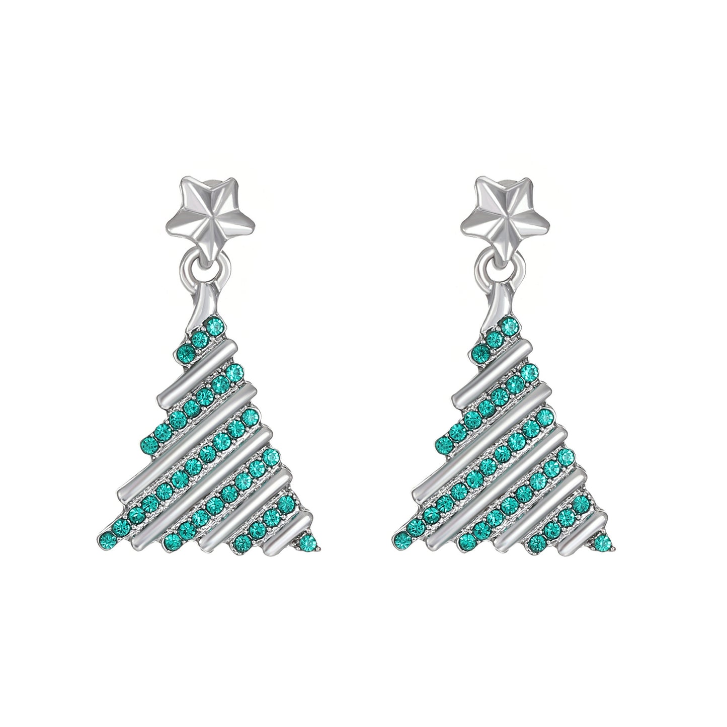 Women's Style Diamond Christmas Tree Exquisite Temperament Colorful Earrings