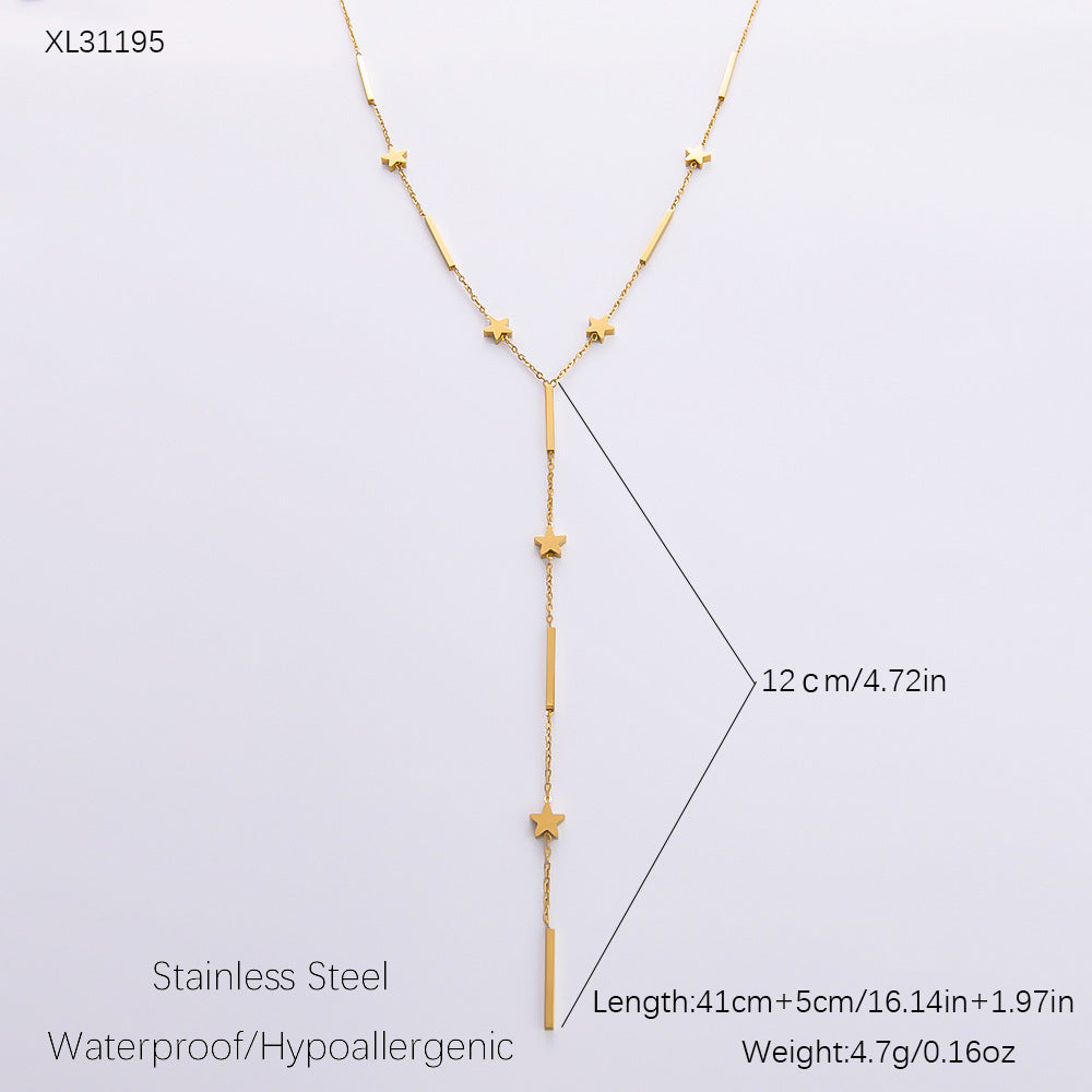Women's Elegant Stainless Steel Gold-plated Diamond Jewelry Necklaces
