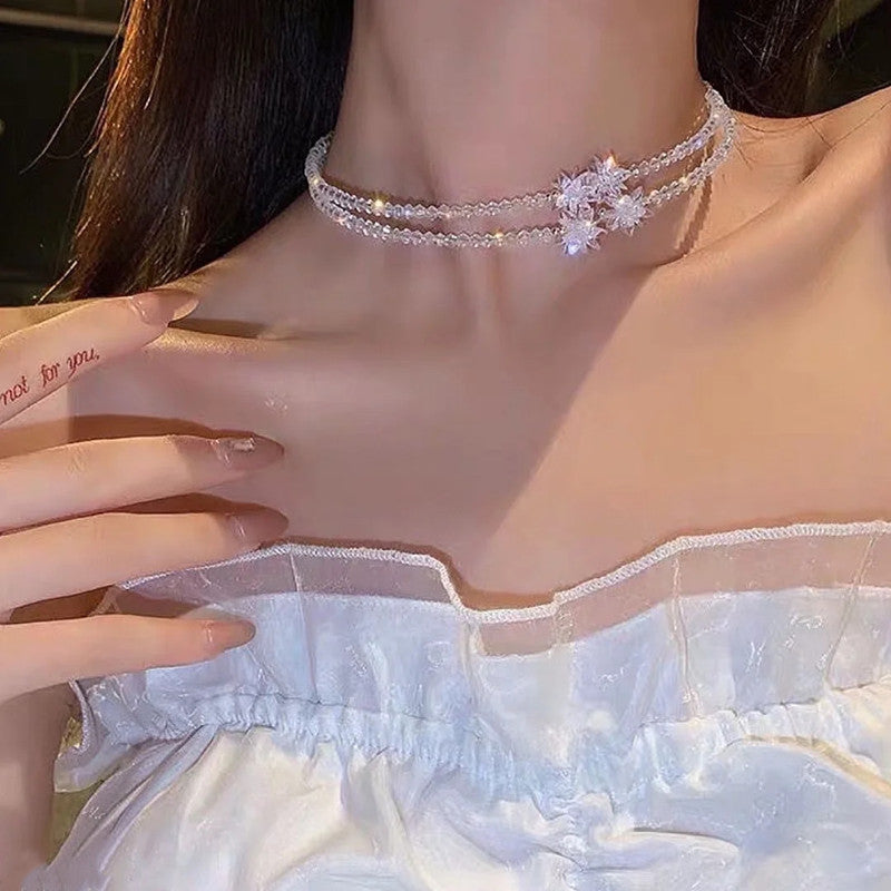 Fantasy Crystal Ice Flower Collar Trendy Necklaces
