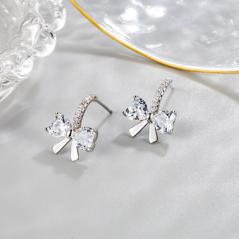 Women's Bow Rhinestone Light Luxury Design Eardrops Earrings