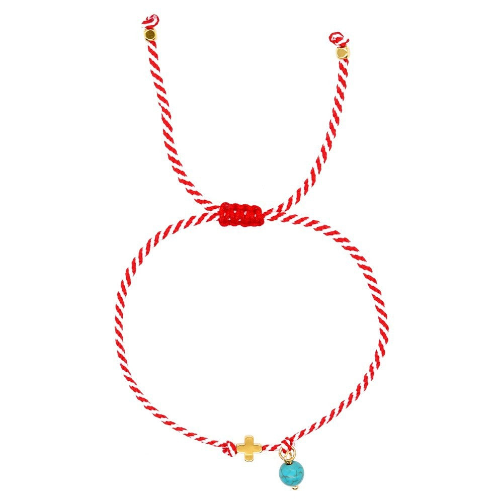 Women's Fashionable Simple White Eyes Turquoise Red Bracelets