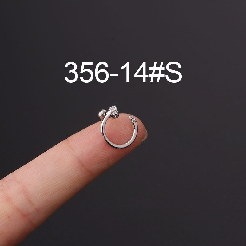 Twist Ball Ear Bone Piercing Zircon Earrings