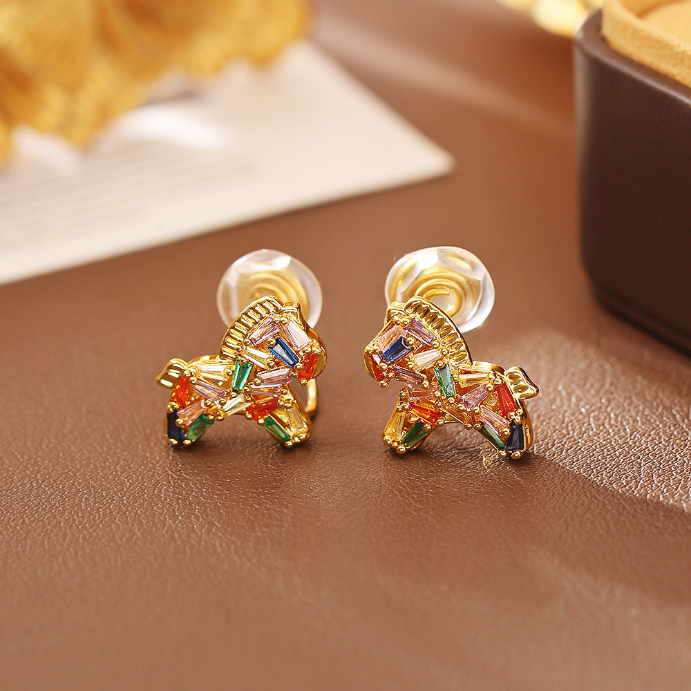 Zircon Colorful Pony Pearl Exquisite National Style Clavicle Chain Necklace