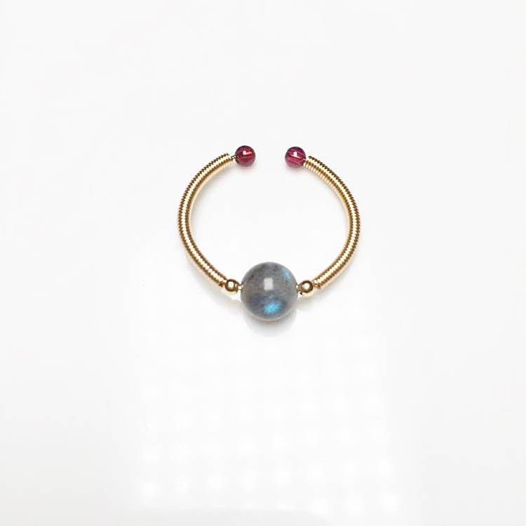 Crystal Garnet Labradorite Hair Purple Mica Cinnabar Winding Female Ring