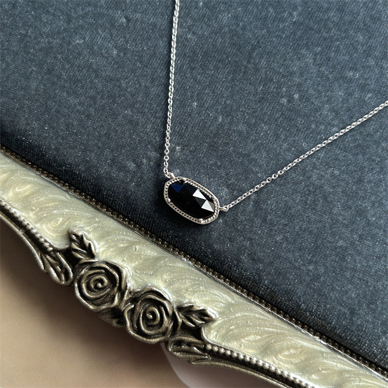Oval Black Glass Female Accessories Fashion Pink Necklaces