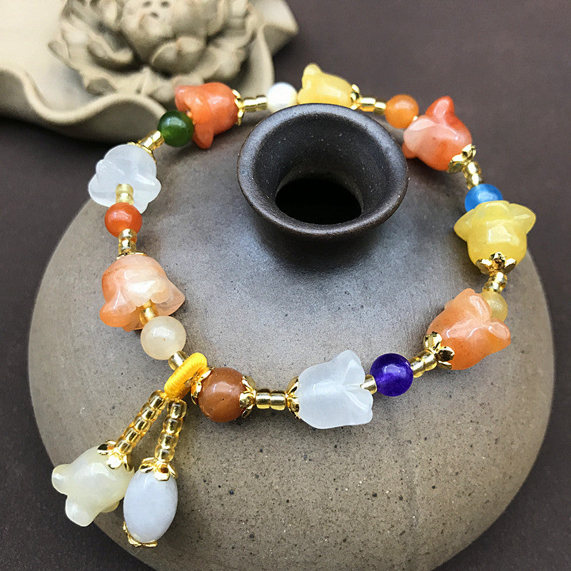 Women's Pumpkin Beads Colorful Beaded Topaz Calabash Bracelets