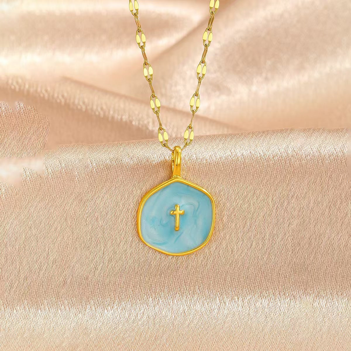 Women's Light Luxury Octagonal Round Cross For Temperament Necklace