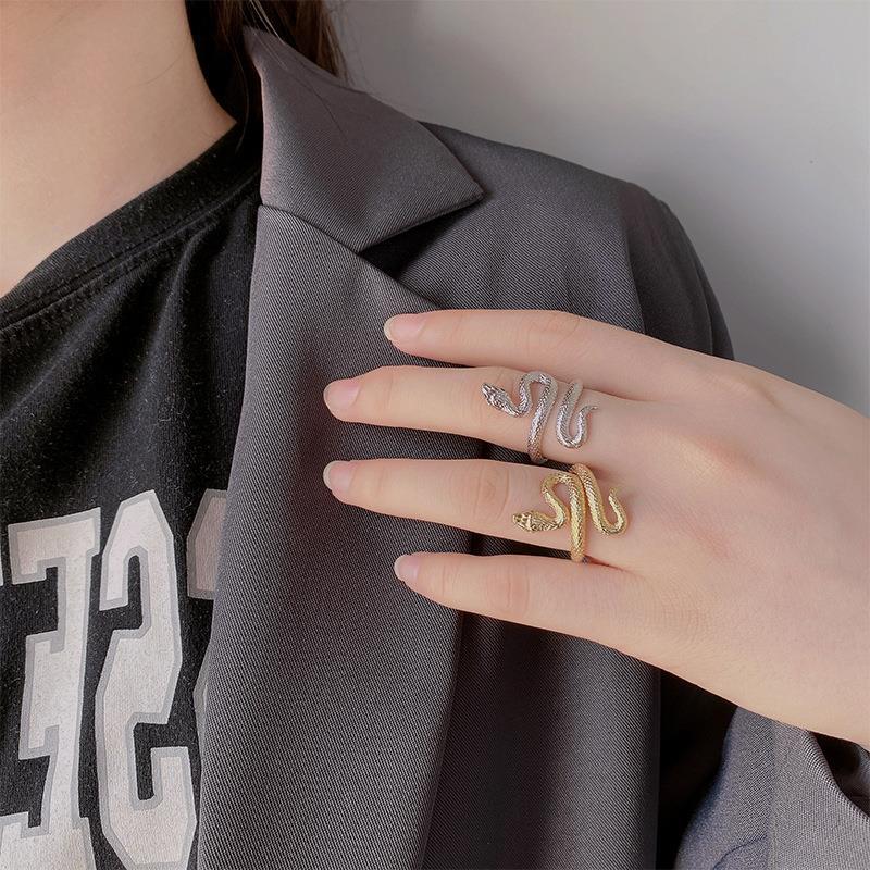Wind Winding Diamond Green Eye Snake Fashion Personality Rings