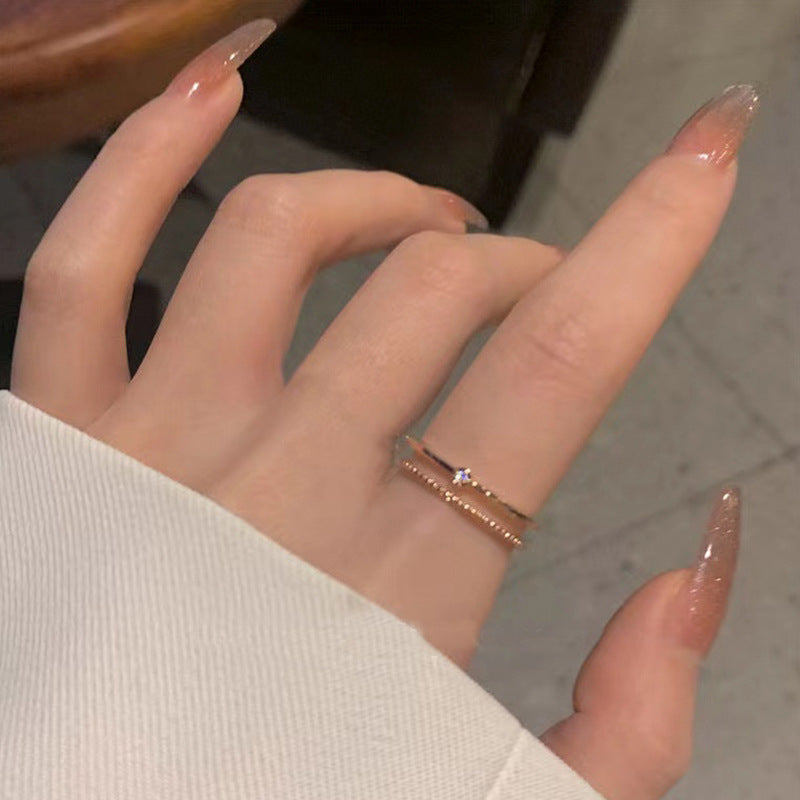 Wall Push Super Sier Simple High Sense Refined Zircon Rings