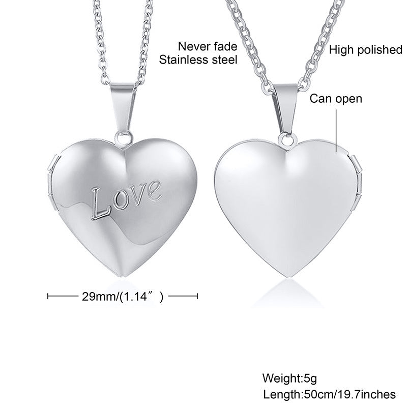 Stainless Steel Heart Shape Can Open Pendants