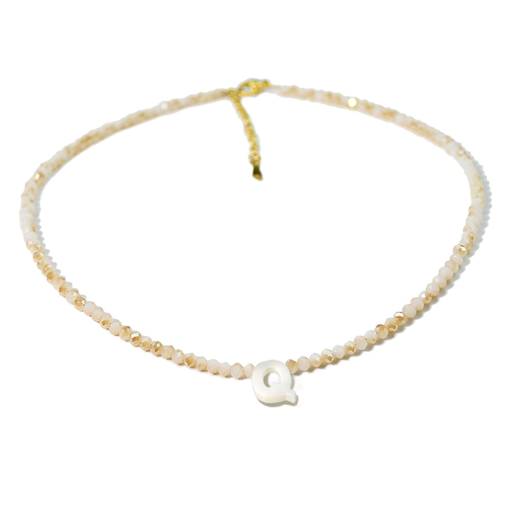 Women's Shell Letter Crystal String Beads Ornament High-grade Necklaces