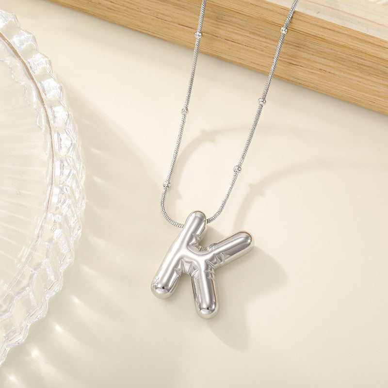 Women's Trendy Bubble Letter Colorfast Titanium Steel Design Pendants