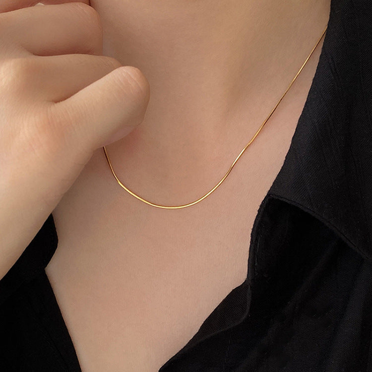 Women's Chain For Clavicle Plain Gold Extremely Necklaces