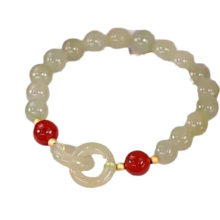 Women's Interlocking Chinese Style Design Love Peace Buckle High Bracelet