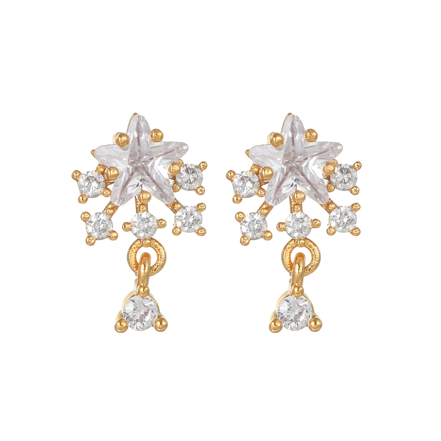 Pink Zircon Heart-shaped Electroplated Design Artistic Love Earrings