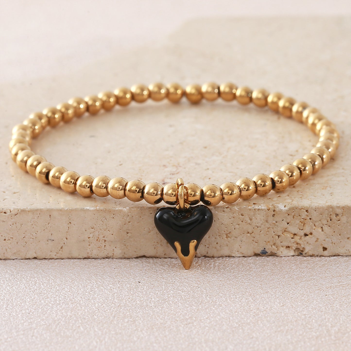 Stainless Steel Gold Plated Red Black Heart Drop Oil Pendants