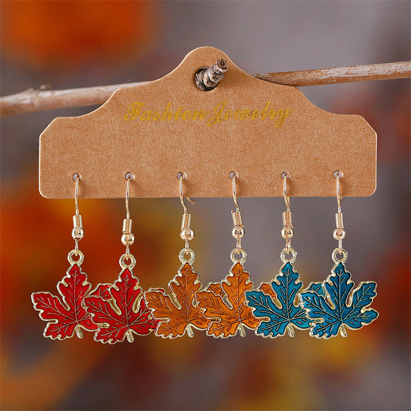 Maple Leaf Design Creative Leaves Dripping Earrings