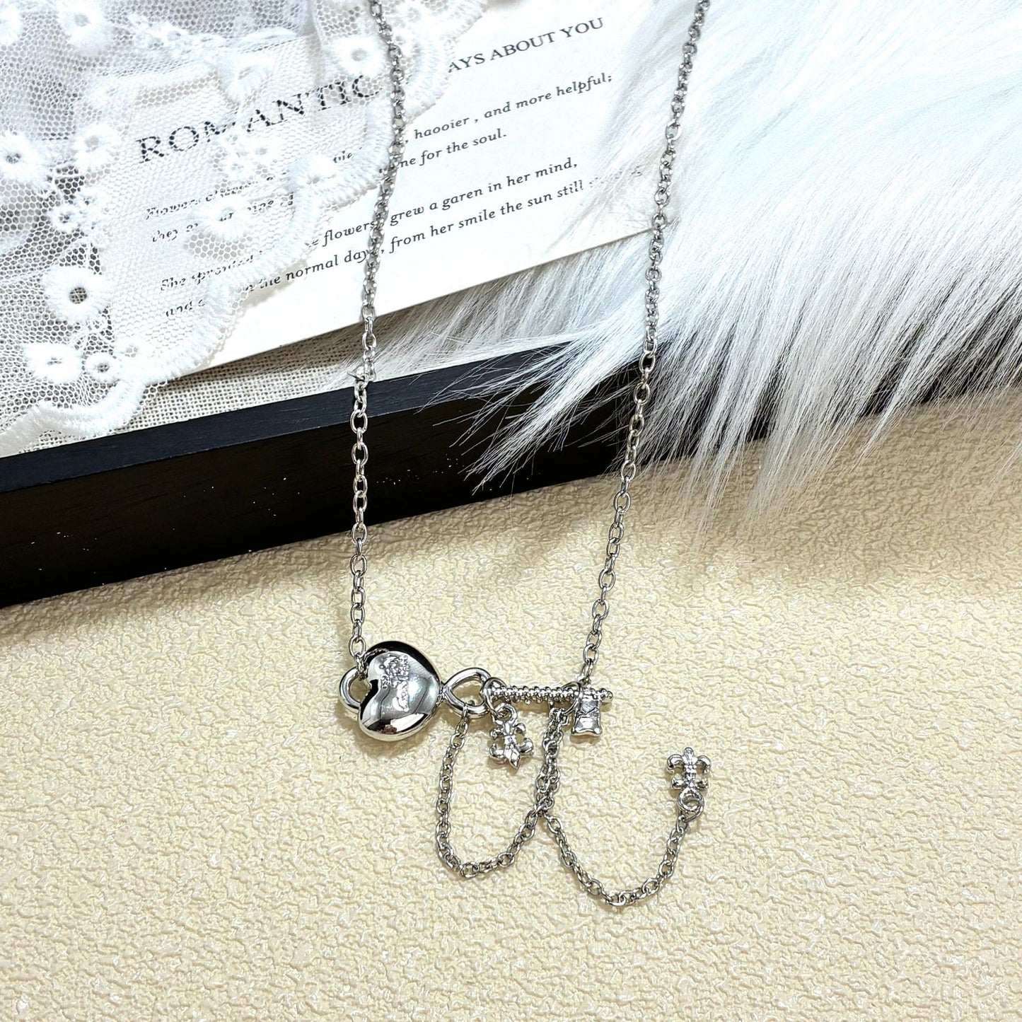 Women's Sweet Cool Retro Style Cross Zircon Clavicle Chain Trendy Necklace